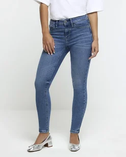 River Island Petite skinny fit bum sculpt jeans Blue Clearance