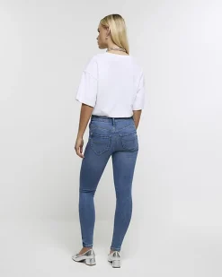 River Island Petite skinny fit bum sculpt jeans Blue Clearance