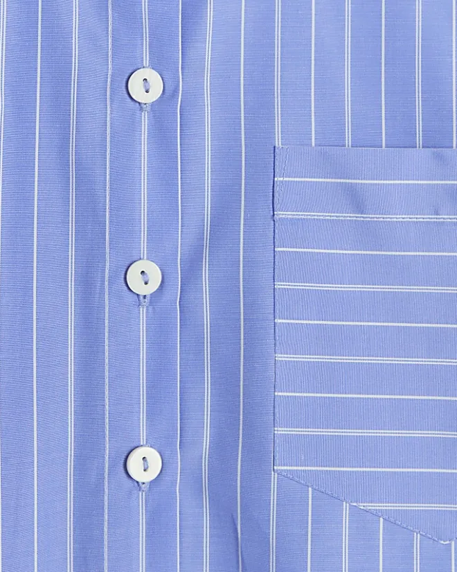 River Island Petite stripe crop shirt Blue Clearance