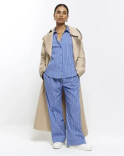 River Island Petite stripe long sleeve shirt Blue Sale