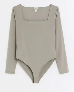River Island Petite Clean Square Neck Body Brown Outlet