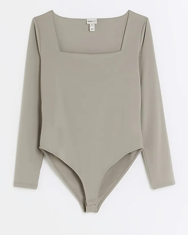 River Island Petite Clean Square Neck Body Brown Outlet