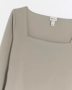 River Island Petite Clean Square Neck Body Brown Outlet
