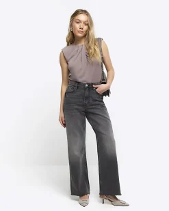 River Island Petite ruched bodysuit Brown Best