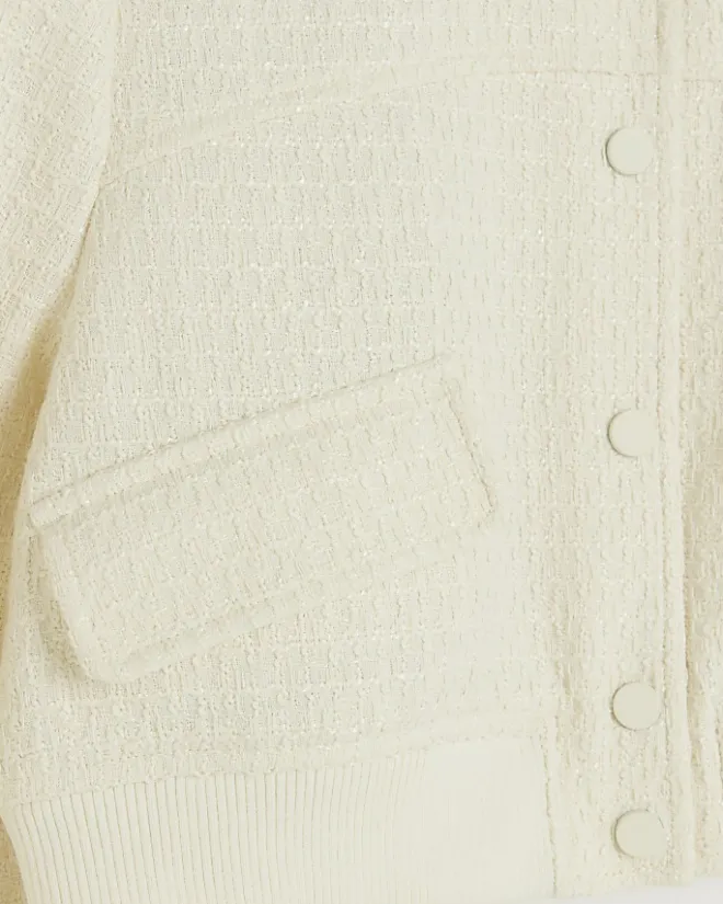 River Island Petite boucle tailored bomber jacket Cream Sale
