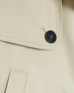 River Island Petite Faux Leather Trench Coat Cream New