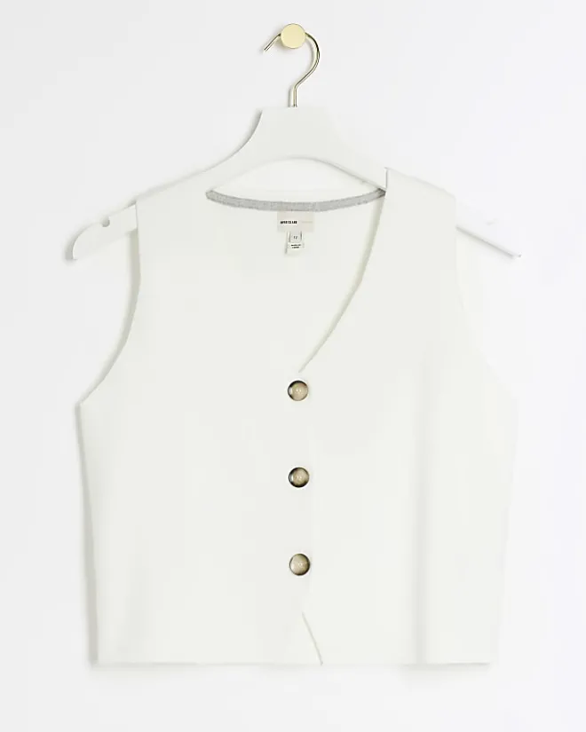 River Island Petite knit waistcoat Cream New