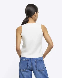 River Island Petite knit waistcoat Cream New