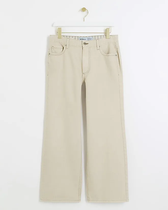 River Island Petite ecru high waisted straight jeans Cream Sale