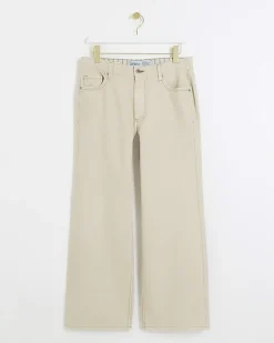 River Island Petite ecru high waisted straight jeans Cream Sale