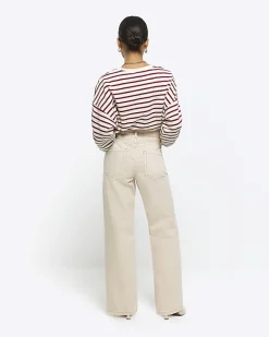 River Island Petite ecru high waisted straight jeans Cream Sale