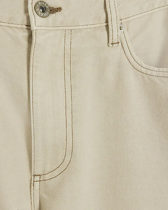 River Island Petite ecru high waisted straight jeans Cream Sale