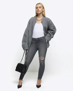 River Island Petite bum sculpt ripped jeggings Grey Best