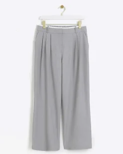 River Island Petite side stripe wide leg trousers Grey Hot