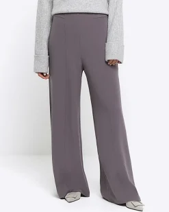 River Island Petite stitched wide leg trousers Grey New