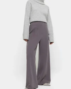 River Island Petite stitched wide leg trousers Grey New