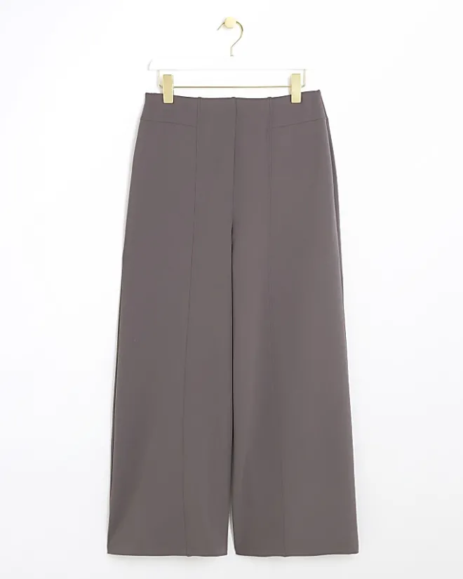 River Island Petite stitched wide leg trousers Grey New