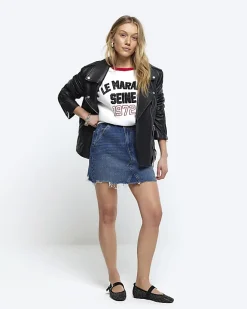River Island Petite hem asymmetric denim mini skirt Blue Fashion