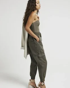 River Island Petite belted utility cargo trousers Khaki Hot