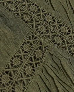 River Island Petite lace detail smock mini dress Khaki Outlet