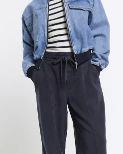 River Island Petite Navy wide leg lyocell trousers Blue Outlet