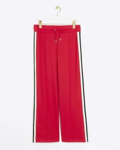 River Island Petite side stripe wide leg joggers Red New