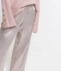 River Island Petite silver satin wide leg trousers Grey Outlet