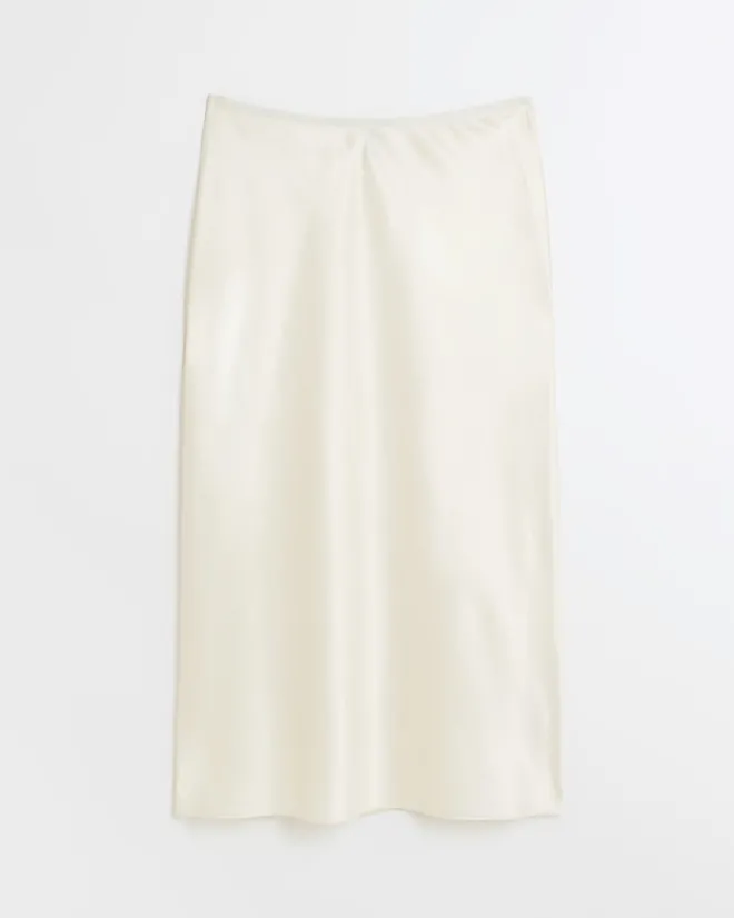 River Island Petite stone satin maxi skirt Cream Best