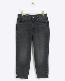 River Island Petite Washed Mom Sculpt Jeans Black Online