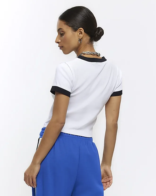 River Island Petite graphic crop t-shirt White Online