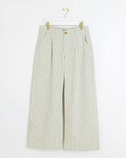River Island Petite high waisted stripe loose jeans White Sale