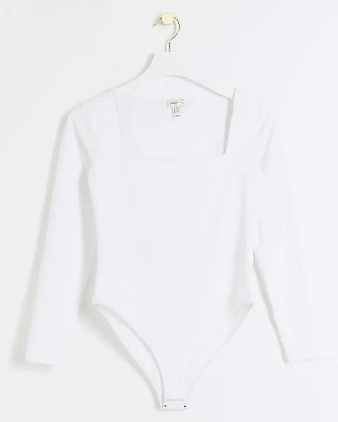 River Island Petite long sleeve bodysuit White Clearance