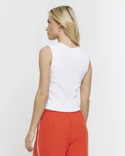 River Island Petite rib high neck tank top White New