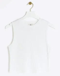 River Island Petite rib high neck tank top White New