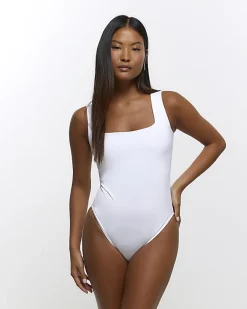 River Island Petite square neck bodysuit White New