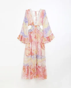 River Island chiffon abstract print beach maxi dress Pink Discount