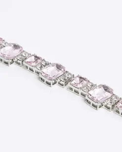 River Island diamante collar necklace Pink Online
