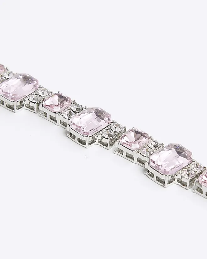 River Island diamante collar necklace Pink Online