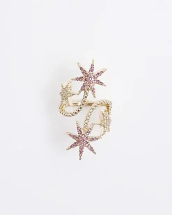 River Island Diamante Star Ring Pink Online
