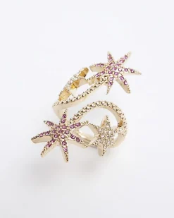 River Island Diamante Star Ring Pink Online