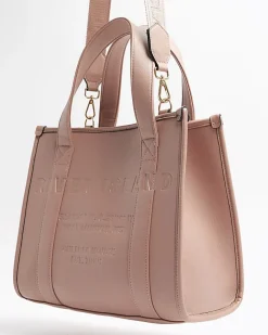 River Island embossed cross body tote bag Pink Sale