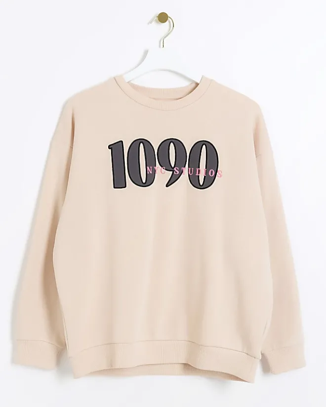 River Island embroidered sweatshirt Pink Discount