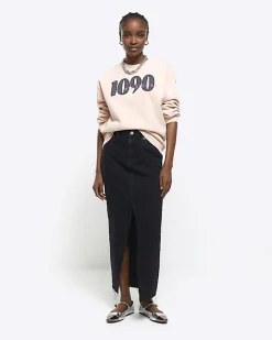 River Island embroidered sweatshirt Pink Discount