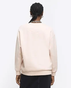 River Island embroidered sweatshirt Pink Discount