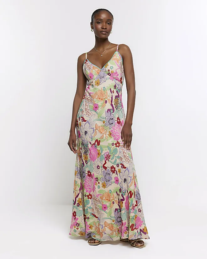 River Island floral slip maxi dress Pink Fashion