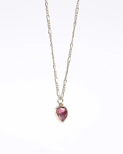 River Island heart stone necklace Pink Discount