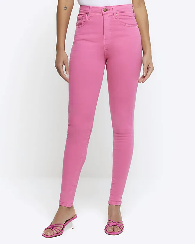 River Island high waisted bum sculpt jeggings Pink New