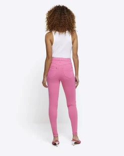 River Island high waisted bum sculpt jeggings Pink New