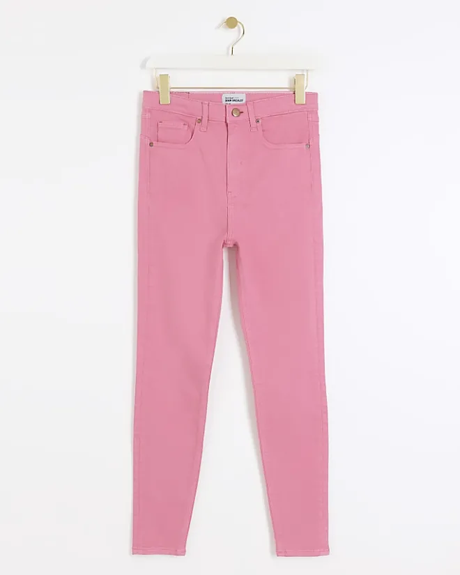 River Island high waisted bum sculpt jeggings Pink New