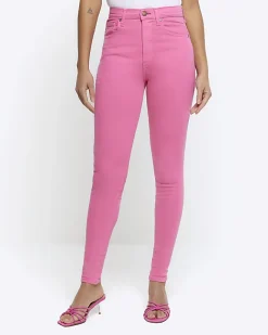 River Island high waisted bum sculpt jeggings Pink New